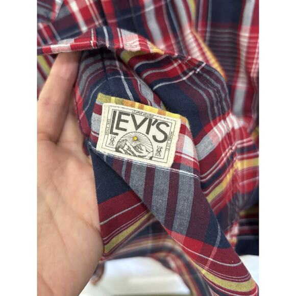 VTG Levi’s Two Horse Brand Western Pearl Snap Men’s Size XL Plaid Western Rodeo - Picture 4 of 7